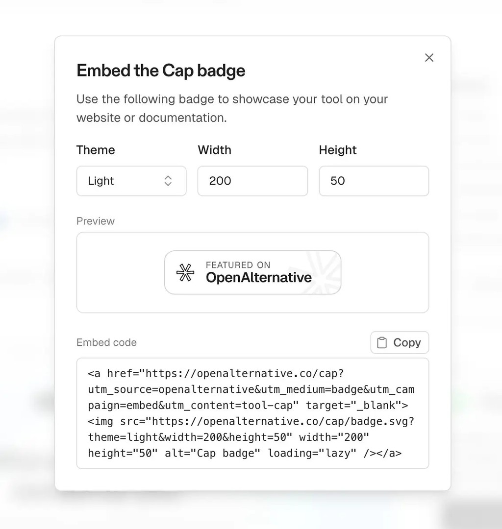 Embeddable tool badges