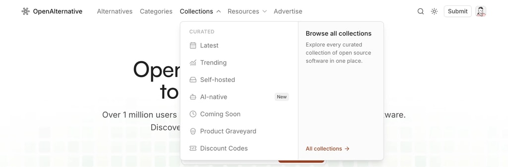 Desktop navigation menu