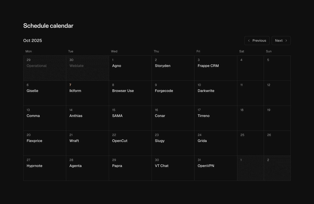 Schedule calendar