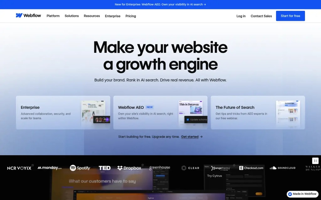 Webflow homepage