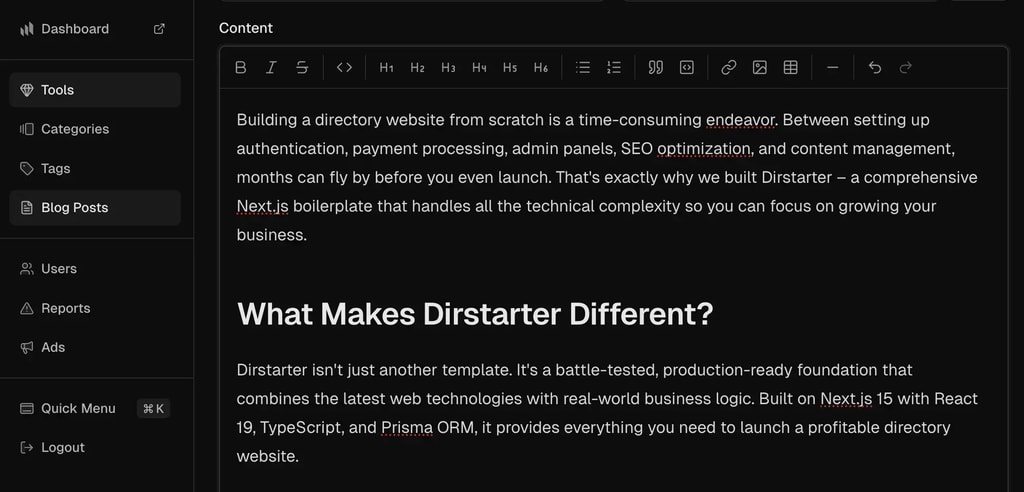 Admin blog management
